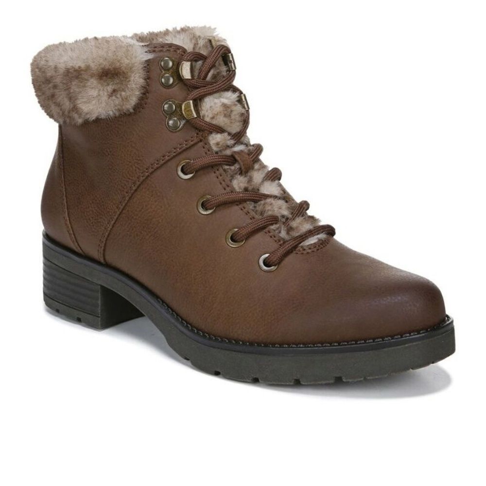 Soul By Naturalizer Quentin Brown Faux‎ Fur Lace Up Booties Sz 6